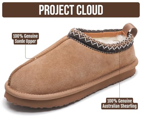 Image of Project Cloud 100% Genuine Leather Shearling Slippers for Women (Nerita) | Australian Fur Lining Memory Foam Insole Non Slip EVA Sole Fuzzy Plush House Shoes Warm Cozy Indoor Footwear Everyday Comfort