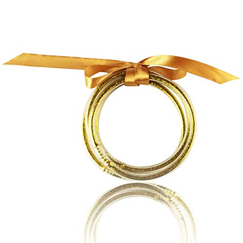 Glitter jelly bangle set gold powder lining fashion jewelry light…
