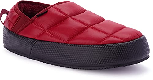Joomra Moc Slippers For Men Booties Size 10 Traction Mules With Arch Support Non Slip Garden Home Shoes Male Footwear Plush Lined Warm Moccasin Loafers Wine Red