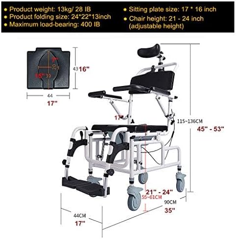 Miniatura 3 de Nurth - Silla reclinable inclinable en el espacio para duchainodoro con asiento acolchado, respaldo, reposabrazos. Silla multifunción Care 4 en 1,