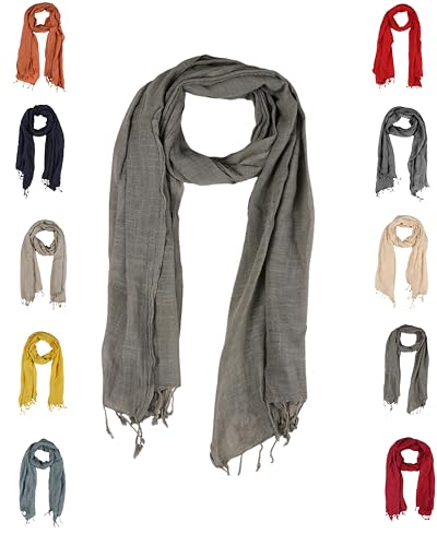 THE-ART-BOX-100-Cotton-Solid-Womens-Fashion-Scarf-Pashmina-Shawl-Wrap-Long-Lightweight-Scarves-For-Men-Women