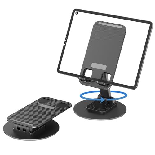 Image of 360 Rotating Cell Phone Stand for Desk | Adjustable & Foldable Phone Holder, Aluminum Desktop Phone Stand with Anti-Slip Base, iPad Stand for Desk