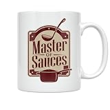 Culinary Enthusiast Coffee Mug - Master of Sauces Vintage Kitchen Badge - 11 oz White Ceramic - Artisanal Cooking Style