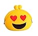 Produktbild Niedliche Münzbox (Geldbeutel/Portemonnaie/Geldbörse) mit witzigen Emojis für Mädchen & Jungs aus weichem Silikon (auch als Schlüsseletui/Schlüsseltasche verwendbar) (Gelb (Liebe))