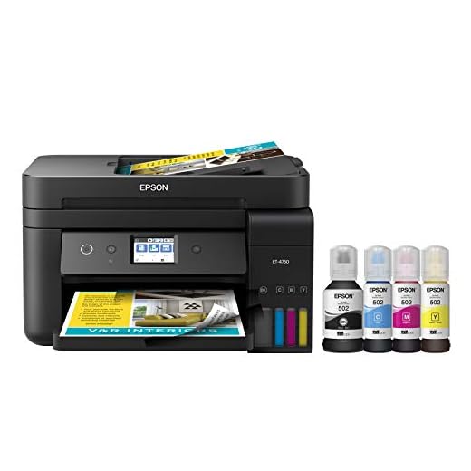 Epson EcoTank ET-4760 Wireless Color All-in-One Cartridge-Free Supertank Printer with Scanner, Copier, Fax, ADF and Ethernet - Black