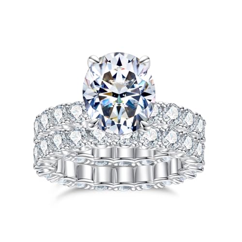 3ct-6ct Cubic Zirconia Wedding Rings Bridal Set Oval Cut/Round Cut/Princess Cut 5A Grade Simulated Diamond CZ Wedding Band Engagement Ring Set for Women