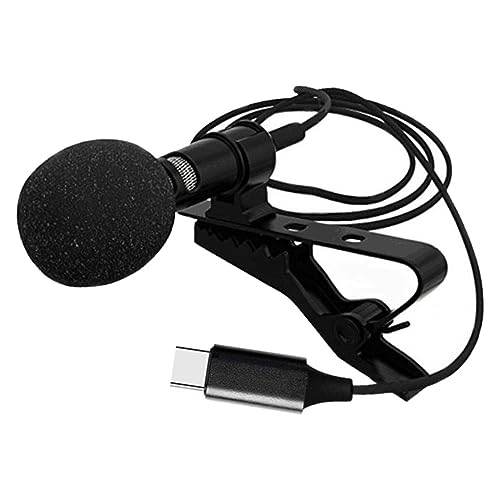 VILLCASE Mini Lavalier Microphone Type C Wired Condenser Mic with Clip for Smartphone Recording for Vlogging Live Streaming and Gaming Compact Design with Active Sound
