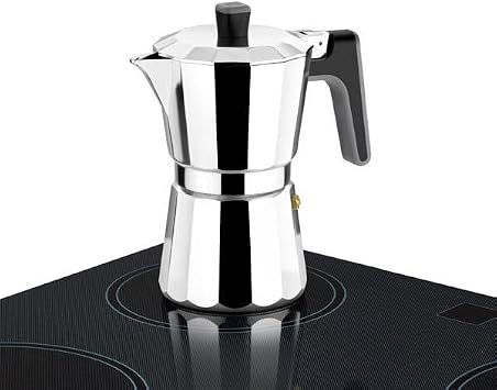 BRA Perfecta Italian Induction Coffee Maker, Aluminium, 9 Cup Capacity, Silver, 19x11x22