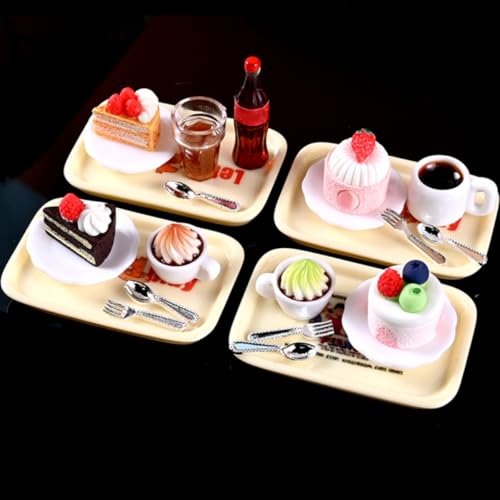 KARLOR 24-Piece Miniature Cake and Coffee Set for Dessert, Ice Latte, Plates, Spoons, Forks, and Serving Tray for Table Display