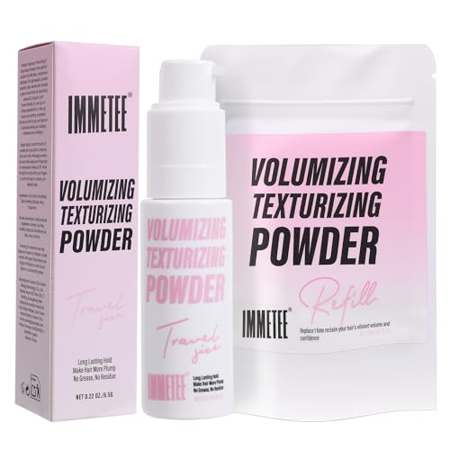 immetee Polvos Texturizantes Pelo Hombre Mujer 13g, Polvos Para el Pelo Spray, Efecto Ligero y Mate, Forte Sostener, Paquete De 6.5g + 6.5g (Rosa)