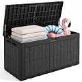 Quictent 100 Gallon Resin Deck Box, Weatherproof Waterproof Outdoor Storage Bench, Heavy Duty UV Resistant Lockable Container for Garden, Pool Supplies, Patio Cushions & Furniture Accessories