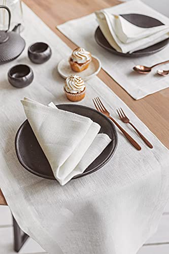 Pure 100% Linen White Napkins - Cloth Napkins Set Of 6-17X17-Inch Flax Linen Dinner Napkins Cloth Washable - Heavyweight Thick Natural Fabric #TOP6