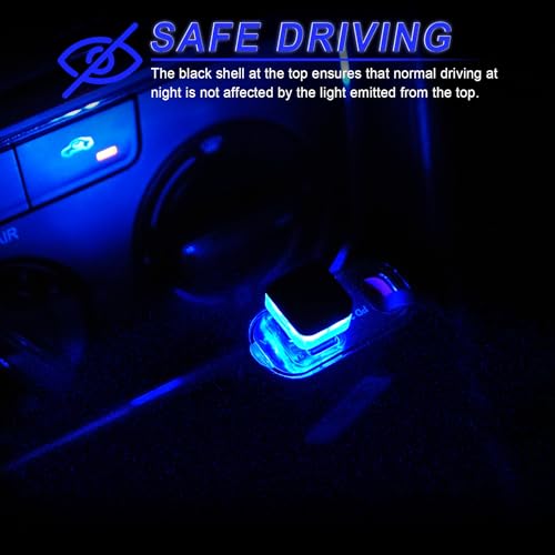 iFunyLED 4 PCS Car Interior USB LED Light, Plug-in USB Car Decor Ambient Lighting Kit, Portable Mini Night Light, Car Interior Accessories Suitable for Most Vehicles (Blue) - Thumbnail 4