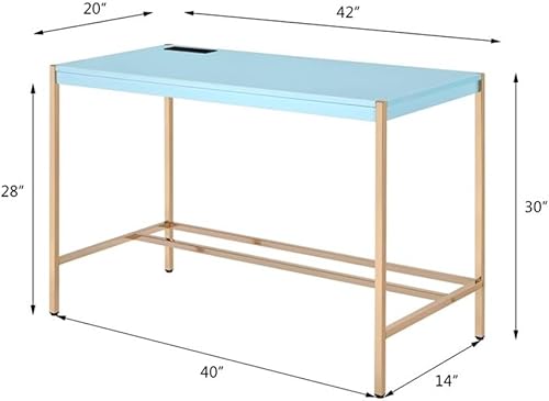 Miniatura 9 de Acme Furniture Escritorio rectangular con puerto USB, azul bebédorado