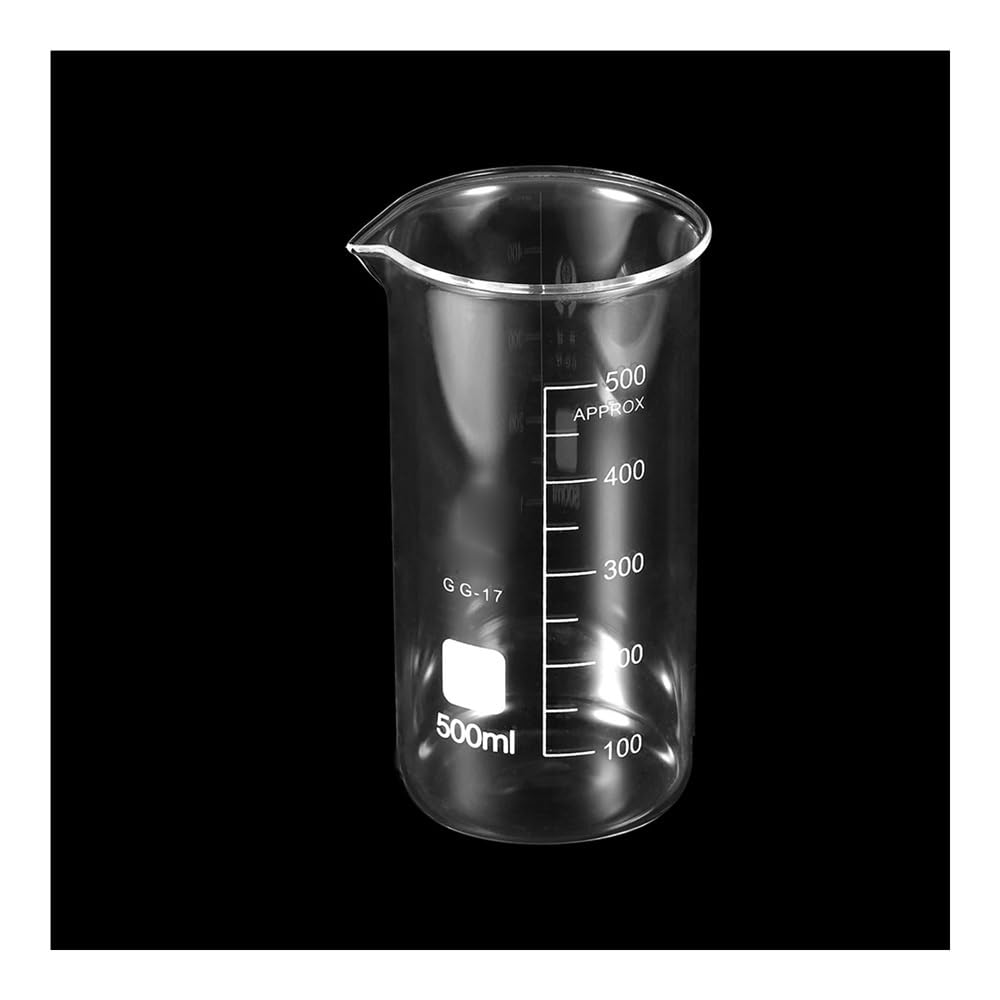 2/3 sztuki 5-500 ml szklany kubek laboratoryjny z miarką z nadrukiem i dzióbkiem (3 szt. 500 ml wysoki kształt)