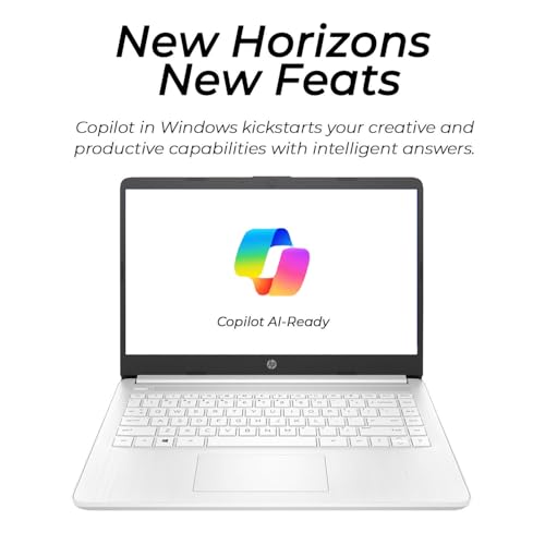 Image of HP New Everyday Slim Laptop • Microsoft Office 365 Included • Intel Core | 11.5 HRs Battery | Copilot AI | 4GB RAM • 64GB SSD | Windows 11 no Mouse | Snow White
