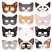 Cat Masks Kitten Masks Halloween Masks for Cat Party Kitty Party Kids Costumes Photo Prop Dress Up（12 Pcs）