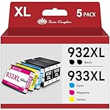 Toner Kingdom 932 933XL Cartucho de Tinta Compatible de Repuesto para HP 932XL 933XL para HP OfficeJet 6600 6700 7110 7510 7610 7612 6100(2 Negros, 1 Cian, 1 Magenta, 1 Amarillo)