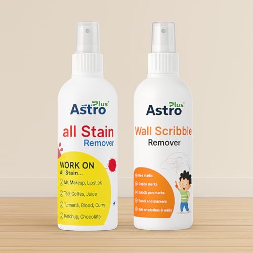 Image of Astro Plus+ 100ml Cloth Stain Remover and 100ml Wall Scribble Remover Spray | Multi-Surface Use Suitable for All Fabrics | Toxin-free Easy to Carry | Eco-friendl Clean All Color | Easy Spray & Wipe