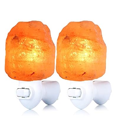 pursalt 2 Pack Himalayan Natural Salt Lamp Night Light Plug in, Certificated 360 Degree Rotatable Wall Plug with Extra 4 Replacement Bulbs for Bathroom Bedroom, Pink Crystal Rock Salt Hand Crafted