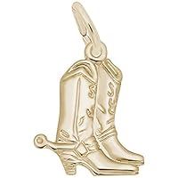 10k Yellow Gold Cowboy Boots Charm, Charms for Bracelets and Necklaces