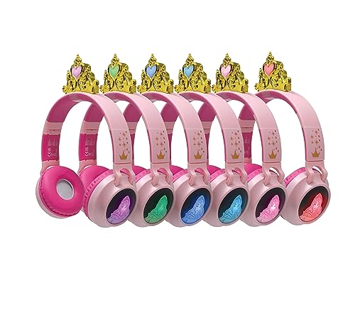 Lexibook, Principesse Disney, Cuffie 2-In-1 Wireless E Cablate Con Corona Da Principessa, Suono Di Alta Qualità Limitato A 85 Db, Effetti Luminosi, Pieghevoli, Regolabili, Ricaricabili, HPBT015DP - 2