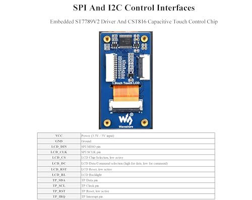 Image of 1.9inch Touch LCD Display Module, Micro LCD Display, 172x320 Resolution, IPS, SPI and I2C Communication, 262K Display Color, Compatible with Raspberry Pi, ESP32S3, Pico, etc.
