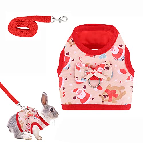 Filhome Arnés de Navidad de conejo y correa ajustable suave para hurones conejito gatito cobayas Cover