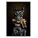 Produktbild Luxus Tier Schwarz Dobermann Hund Mit Einer Pistole Poster Drucke Leinwand Malerei Wand Kunst Bild Für Wohnzimmer Dekor A8 50X70Cm Kein Rahmen