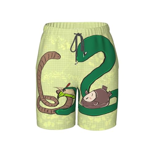 Sunflower Seeds Earthworm Snake Large Youth Beach Pants, Soft and Breathable, with Drawstring Waist, Suitable for Sports and Leisure. Black
