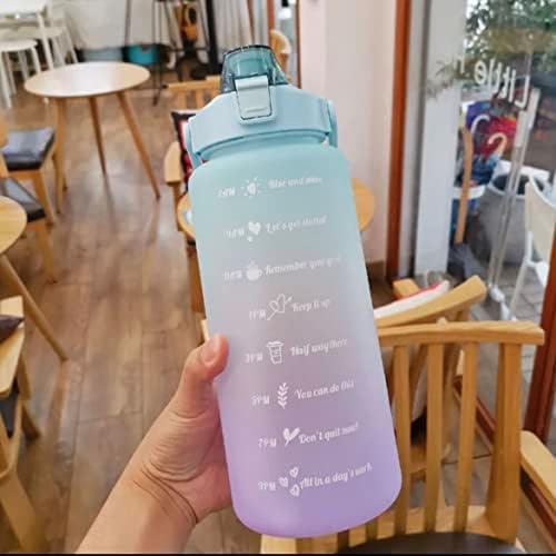 64oz, 2L, Half Gallon Bottle MultiColor BPA-Free Gym Fitness Sports Motivational Water Bottles with Time Marker! (With Pink Storage Bag)
