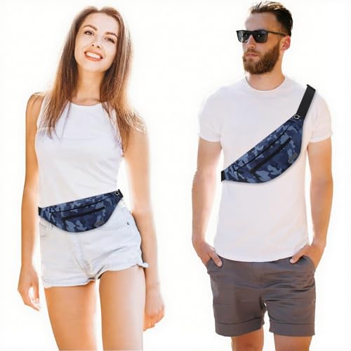 Image of MAXTOP Large Fanny Pack Cross Body Bag Lightweight Belt Bag with Headphone Jack and 4-Zipper Pockets Adjustable Straps for Sports Workout Traveling Running Casual