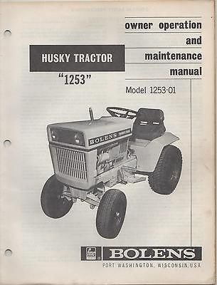 1970 BOLENS HUSKY TRACTOR 1253-01 OWNER OPERATION &amp; MAINTENANCE MANUAL ...