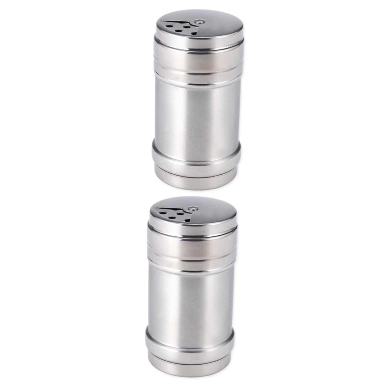 CIYODO 2 Pcs Seasoning Canister Salt Pepper Shaker Stainless Steel Rotating Spice Dispenser for Salt Pepper Sugar Kitchen Castor