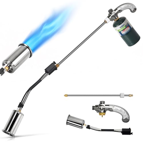 Image of Propane Torch Weed Burner,Extended Blow Torch with Flame Control Valve, Flame Thrower Detachable Long Arm,Burner Torches for Outside, Yard,Garden,BBQ,Weeding,Wood,Melting Snow (37Inch)