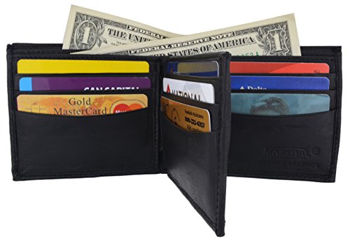 Marshal Bifold Men's Genuine Leather Center Flap Multi Card Holder Wallet NEW2