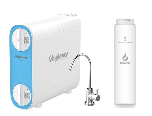 Hydrovos 400 GPD Tankless Reverse Osmosis System with Extra PrePost Replacement Filter, NSF 372 Certified No Lead, Highly Efficient 1.9:1 Drain Ratio, Under Sink RO Water Filter System