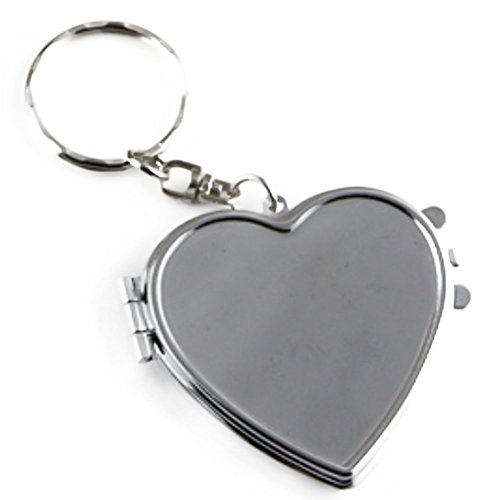 Preisvergleich Produktbild Hacoly Herz Spiegel Schlüsselring Anhänger Edelstahl Legierung Klappbarer Kosmetikspiegel Schlüsselbund Schlüsselanhänger Mode Bilderrahmen Schlüsselringen Persönlichkeit Keychain Metall Schlüsselhalter