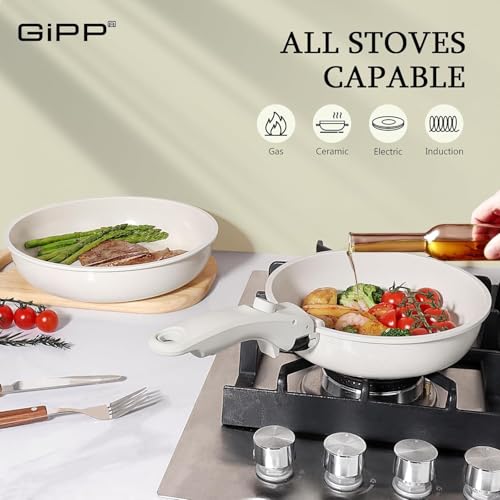 GiPP Removable Handle for Frying Pans, Silcone Handle for Detachable Pans,Detachable Cookware Replacement,White - Image 4