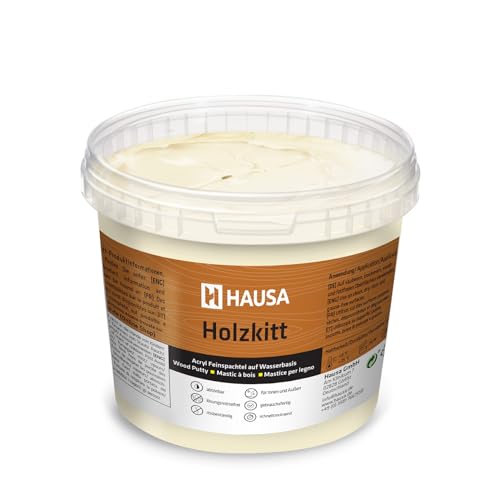 HAUSA Holzkitt 1 kg Fichte Holzspachtelmasse, Kitt für Holz, Holzspachtel/Füllmasse zum Reparieren von Holzschäden gebrauchsfertig ausgezeichnete Füllkraft schnelltrocknend rissbeständig