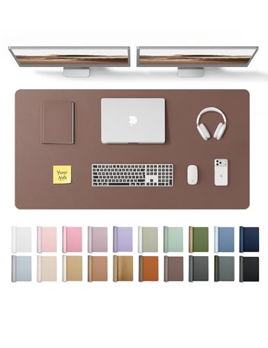 Image of YSAGi Leather Desk Protector, Office Mat, Large Mouse Mat, Non-Slip PU Leather Blotter, Laptop Desk, Waterproof Writing Pad for Office and Home (Chocolate, 47.2 inch x 23.6 inch)