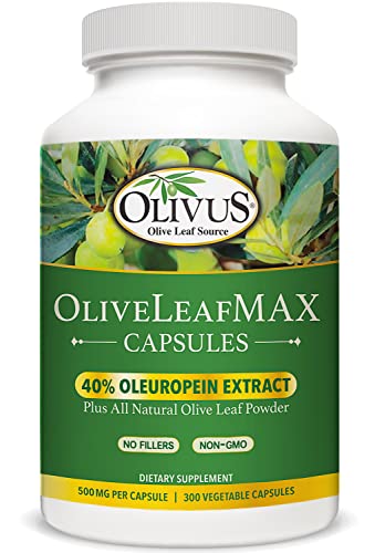 Oliveleafmax Olive Leaf Extract (40% Oleuroepin) + Organic Olive Leaf Powder + No Fillers + 300 Vegetarian Capsules + Sourced From Spain And Manufactured In Usa At Gmp Facility #TOP3