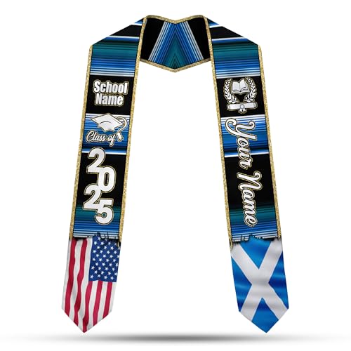 MonkeyVan Scotland Graduation Sash Custom Scotland American Flag Graduation Sash 2025 Scotland Graduation Stole Customize Scl5
