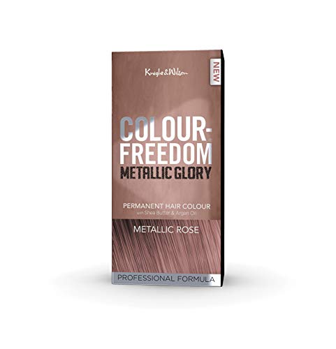 Colour Freedom Metallic Permanent Rose Conditioning Hair Dye. Infused with Shea Butter and Argan Oil for Ultra Glossy Conditioned Hair. 100% grey coverage. By Knight & Wilson.