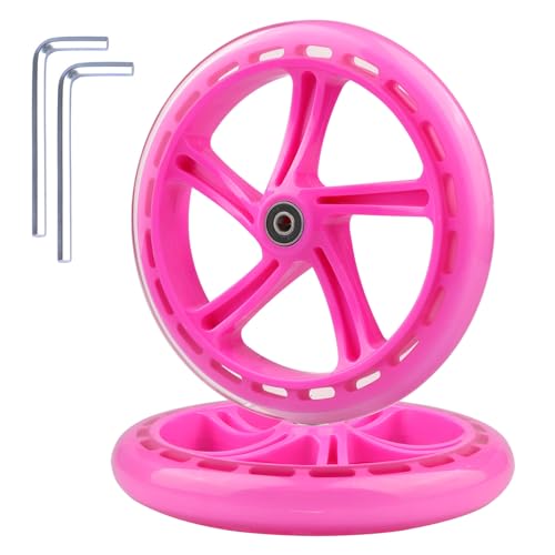 Gladeer 2-Pack 200mm Scooter Wheels - 8-Inch Pink Wheels for Razor A5, Lascoota, Kid & Adult Kick Push Scooters