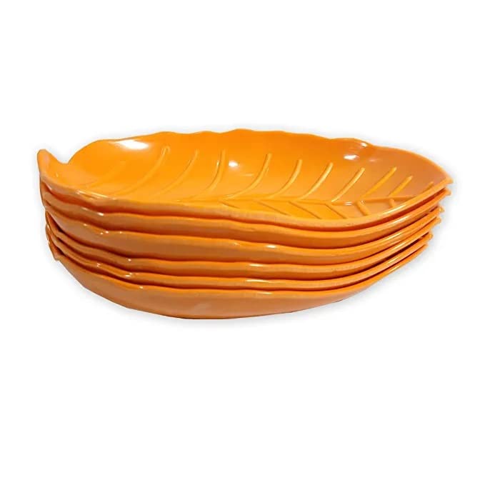 Buy Melamine Leaf Shape Solid Color Unbreakable Microwave Safe Snack