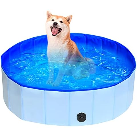 AUTOWT Foldable Pet Swimming Pool, Pet Bathtub with Carrying Bag Portable Durable PVC Water Pool Anti-Slip No Leak Bathing Wash Tub Extra Large 40 inches for Dogs Cats Kids Cool Summer Outdoor Cover