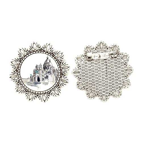 Broche de plata París Sacre-Coeur flor mediano para renovar vestidos y fijar pañuelos