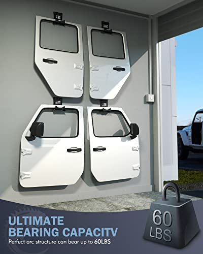 Lupar America Flag Storage Door Hangers, Aluminum Wall-Mounted Removable Door Storage Rack Holder With Rubber Lining Compatible With 1956-2021 Jeep Wrangler Cj Yj Tj Lj Jk Jku Jl Jlu - 4Pack #TOP2