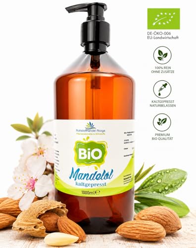 Foto von Bio Mandelöl 1 Liter kaltgepresst – 100% naturrein, Lebensmittelqualität, mild & vielseitig – aus kontrolliert biologischem Anbau, ideal für Küche, Smoothies & natürliche Pflege